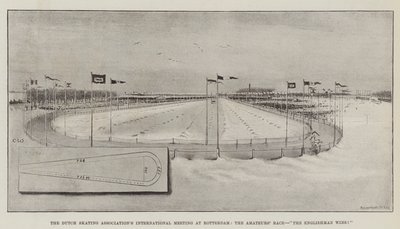 Das internationale Treffen des niederländischen Schlittschuhvereins in Rotterdam, das Amateurrennen, der Engländer gewinnt! von Charles Whymper